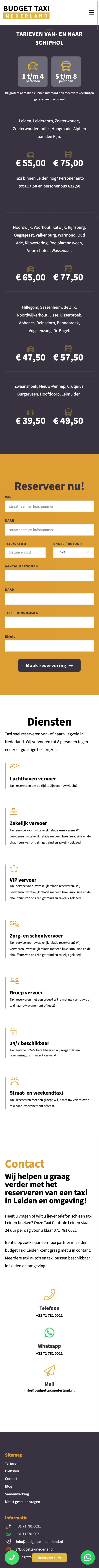 Website Budget Taxi Nederland