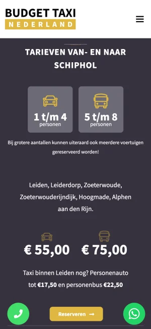 Website Budget Taxi Nederland