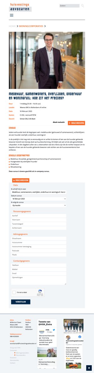 Website Huisvestingsadvocaten cursussen