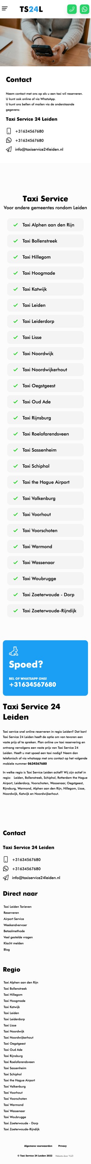 Website Taxi Service 24 Leiden