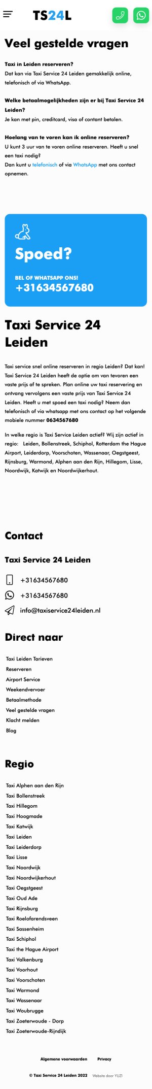 Website Taxi Service 24 Leiden