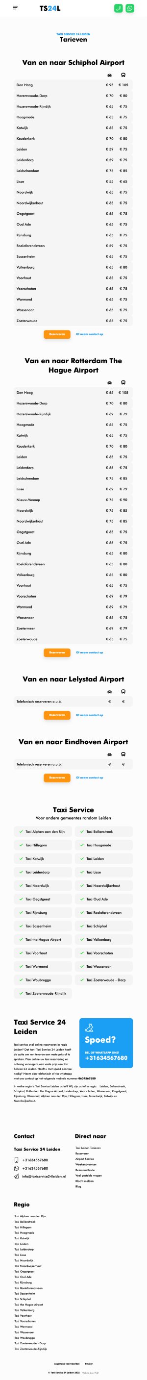 Website Taxi Service 24 Leiden