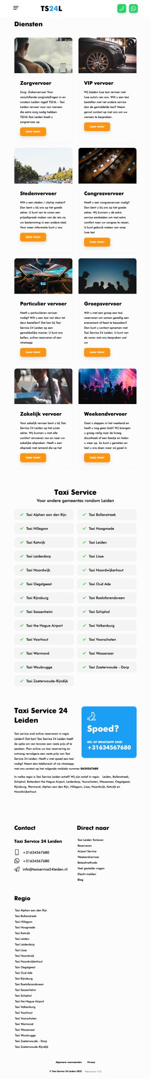 Website Taxi Service 24 Leiden